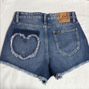 Lee Women's Dark Blue Jean Shorts with Heart Design